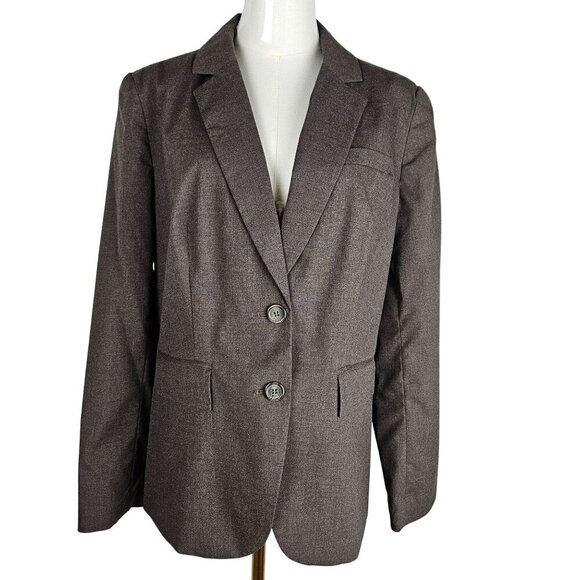 NEW Worthington Brown Heather Blazer Size 12, 2 Button Closure 2 Pockets Classic - Picture 1 of 10